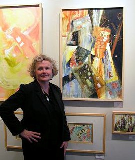 Artist Nancy M. Young during April 2008 exhibition at Framations Art Gallery