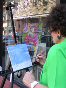 Artist Diana Saffo Bono demonstrating in St Charles, MO