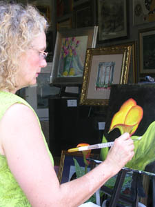 Artist Nancy M. Young demonstrating in St Charles, MO