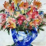 Blue Vase With Wild Flowers
Size:13 X 19.50
Medium: Watercolor
Price: SOLD

Comments: This is one of my favorite ways to paint-loose and with lots of color. Watercolor was the perfect medium. I love the riot of color! 
