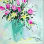 Turquoise Vase
Media: Acrylic
Size: 11x14
Price: $425.00
Comments: Flowers are often used to decorate our gardens and homes, to offer a sign of friendship, to send a message of love, of comfort or of encouragement. Regardless of how we use them they are one of natures glorious gifts. 