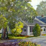 House Across the Street
Size:16 X 20
Medium: Acrylic
Frame: 20.5x24.5 Ornate Antique Silver
Price: $480.00
Comments: This is a plein air painting of a house across the street from a gallery that I was a part of. On my day to work I enjoyed painting the view from the front porch.