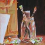 Imagine
Size:11 x 14
Medium: Acrylic
Unframed

Description of Work: This still life containing paints, canvas, and Julian easel shows a scene that the viewer can only imagine what the artist may be about to paint. 

Price:$175.00