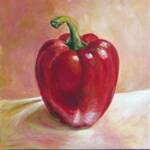 Red Pepper
Size:12 x 12
Medium: Oil
Gallery wrapped canvas

Description of Work: This red pepper, painted with alkyd oils, looks good enough to eat. This simple red pepper stands alone and makes a bold statement for that special place in your kitchen.

Price: $150.00
