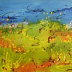 The Wheat Fields
Artist Diana Saffo Bono
Media: Fluid Acrylics
Size:36x24
Frame: Simple Oak Frame
Price: $600
Comments:  I love to experiment with subject matter and medium. I started out with a "standard landscape" and then had fun with the fluid acrylics by pouring them on ;the canvas.