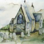 A Mystical Place in Ireland 
Artist Diana Saffo Bono
Size:11x14
Medium: Watercolor
Frame: 16x20 Silver
Price: SOLD
Comments: When visiting Ireland and driving the beautiful coutry roads, we came upon this lovely old church. Walking the grounds was one of the most profound and mystical experience I h