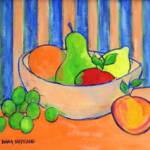 Life Is Just a Bowl of.......
Artist Diana Saffo Bono
Size:16 X 20
Medium: Acrylic
Frame: 22x24 Wide Stepped Gold
Price: $475 (Prints Available )
Comments: This is something fun I have tried & just love doing. It is totally from my imagination celebrating color and form. It makes me smile!
